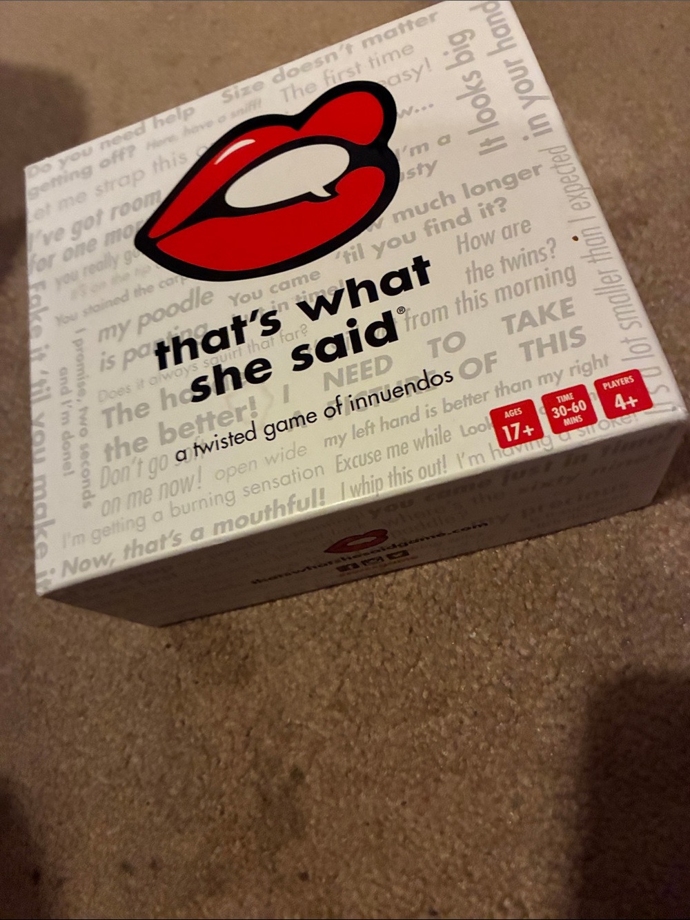 That's What She Said Party Game - White and Red Box